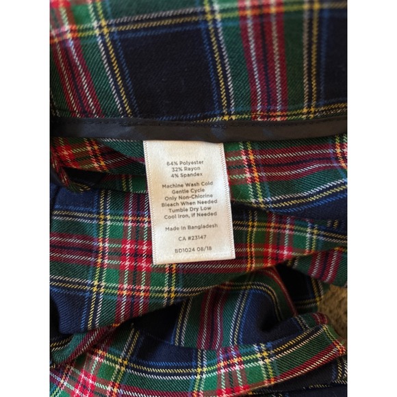 Talbots‎ women's 14 pants plaid Green blue red straight leg - Picture 4 of 4